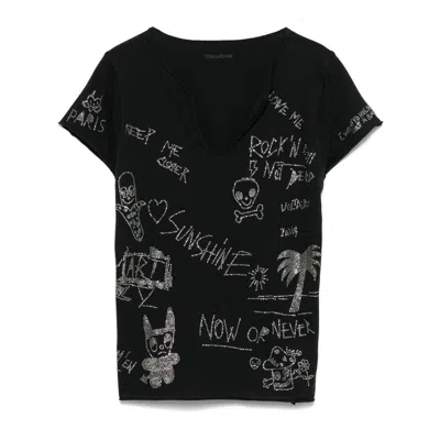 Zadig & Voltaire Tunisien Rhinestone Top In Black