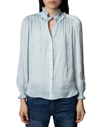 Zadig & Voltaire Tacca Satin Shirt In Blue