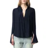 Zadig & Voltaire Taika Strass Embeliished Popover Top In Encre