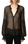 Zadig & Voltaire Tandy Mousseline Sparkle Top In Noir