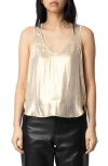 Zadig & Voltaire Womens Gold Tarys Iridescent Satin Top In Gold