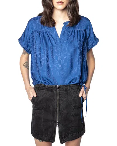 Zadig & Voltaire Terson Silk-blend Top In Blue