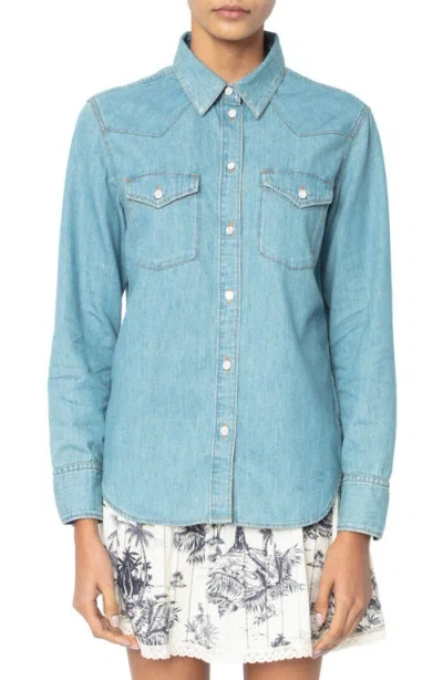 Zadig & Voltaire Thelma Denim Shirt In Light Blue