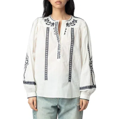 Zadig & Voltaire Tigy Kozak Embroidered Blouse In Judo