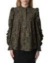 Zadig & Voltaire Holly Pintuck Ruffle Shirt