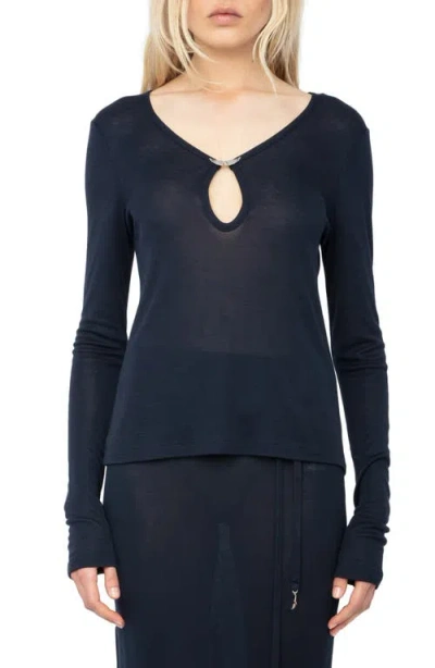 Zadig & Voltaire Tina Keyhole Neck Knit Top