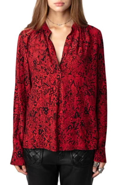 Zadig & Voltaire Tink Print Top In Crimson