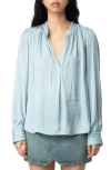 Zadig & Voltaire Womens Tink V-neck Satin Shirt Mist In Mist
