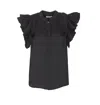 Zadig & Voltaire Zadig&voltaire Womens Noir Tiza Ruffled-trim Satin Top In Black