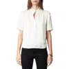 Zadig & Voltaire Topher Ruffle Neck Satin Popover Top In Flake