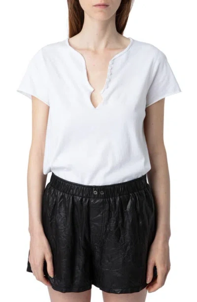 Zadig & Voltaire Diamante Henley Tee In Blanc