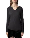 Zadig & Voltaire Cécilia Cotton Henley T-shirt In Grey