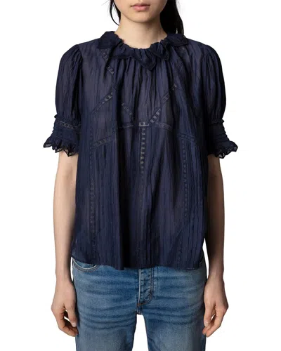 Zadig & Voltaire Tupel Cotton Shirt In Blue