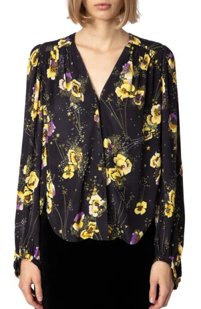 Zadig & Voltaire Turin Crepe Yoko Strass Noir Button Up Shirt