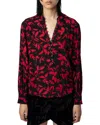 Zadig & Voltaire Twina Leaf-print Long-sleeve Shirt In Black