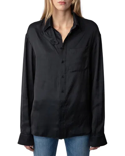 Zadig & Voltaire Thely Satin Blouse In Black