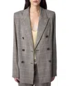 Zadig & Voltaire Vaena Windowpane Plaid Wool Jacket