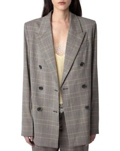 Pre-owned Zadig & Voltaire Vaena Wool-blend Blazer Women's In Gray