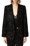 Zadig & Voltaire Valse Glitter Dots Velvet Blazer In Noir