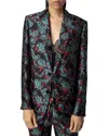 Zadig & Voltaire Floral-jacquard Single-breasted Blazer In Black