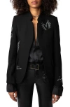 Zadig & Voltaire Very Crystal Motif Blazer In Noir