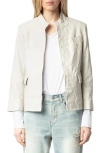 Zadig & Voltaire Veryn Cuir Froisse Leather Jacket In Beige