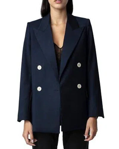 Pre-owned Zadig & Voltaire View Tailleur Wool-blend Blazer Women's In Encre