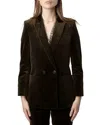 Zadig & Voltaire Double-breasted Velvet Blazer In Green