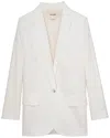 Zadig & Voltaire Zadig&voltaire Women's Blanc Vow Logo-embroidered Single-breasted Linen Blazer