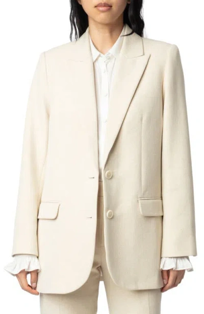 Zadig & Voltaire Viva Shimmer Cotton Blend Blazer In Beige