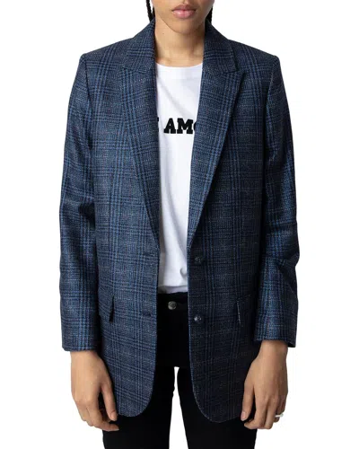 Zadig & Voltaire Viva Wool-blend Blazer In Blue