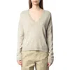 Zadig & Voltaire Vivi Patch Cashmere V-neck Sweater In Geology