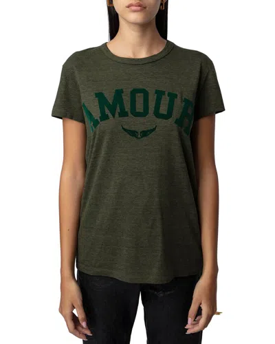 Zadig & Voltaire Woman T-shirt Military Green Size Xs Cotton, Recycled Polyester