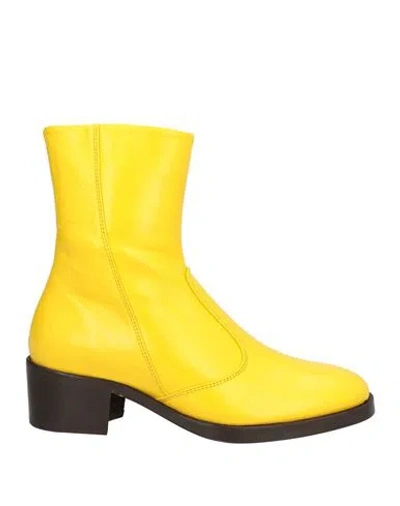 Zadig & Voltaire Woman Ankle Boots Yellow Size 8 Leather