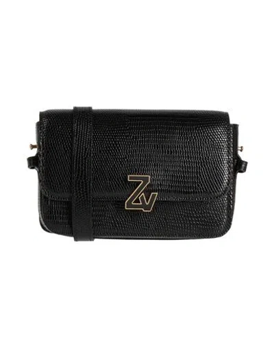 Zadig & Voltaire Logo-plaque Leather Shoulder Bag In Black