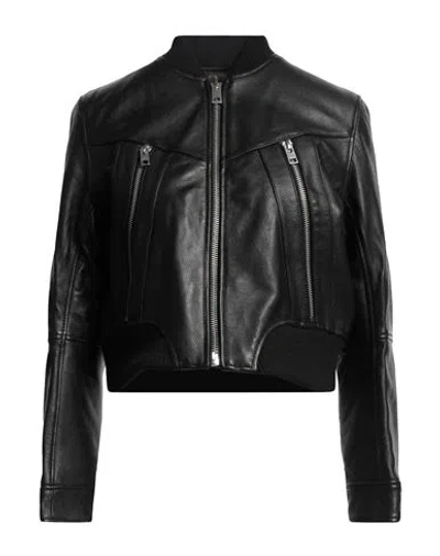 Zadig & Voltaire Woman Jacket Black Size M Cowhide, Polyester, Elastane