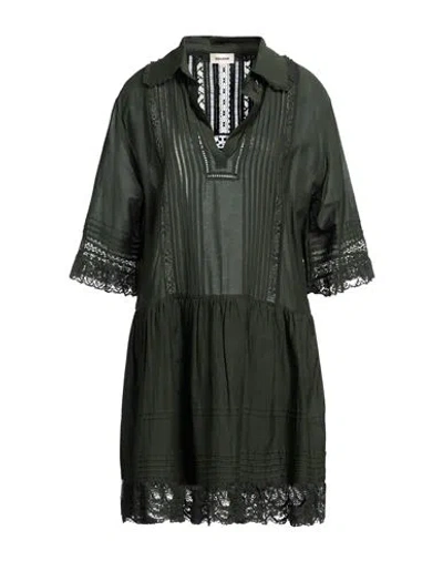 Zadig & Voltaire Woman Mini Dress Military Green Size S Cotton, Viscose
