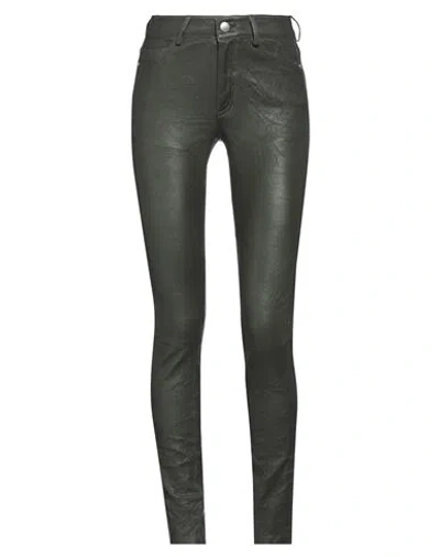 Zadig & Voltaire Woman Pants Dark Green Size 8 Lambskin