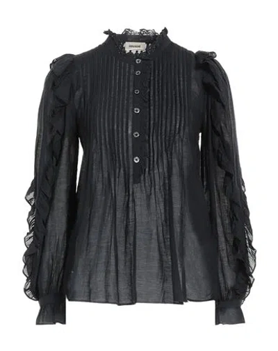 Zadig & Voltaire Woman Shirt Black Size L Cotton, Viscose, Polyamide