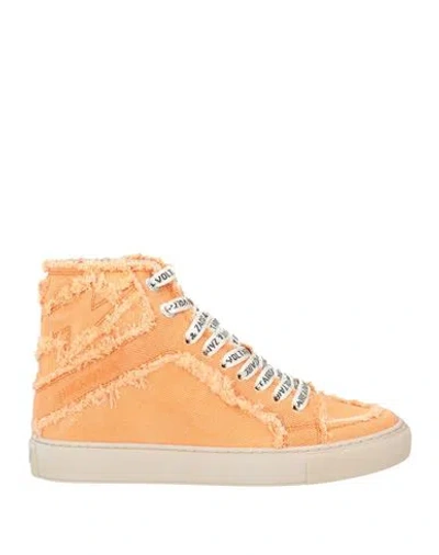 Zadig & Voltaire Woman Sneakers Apricot Size 8 Cotton In Orange