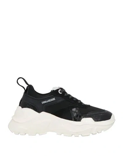 Zadig & Voltaire Woman Sneakers Black Size 7 Leather, Polyester