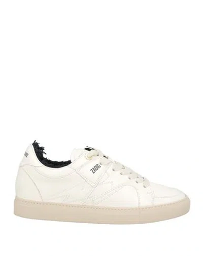 Zadig & Voltaire Woman Sneakers Cream Size 6 Leather In White