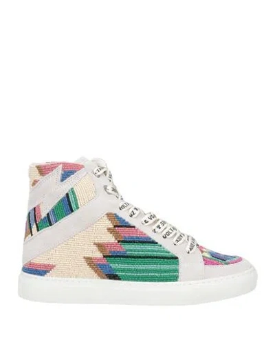 Zadig & Voltaire Woman Sneakers Light Grey Size 8 Leather