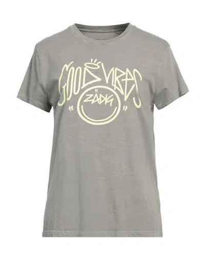 Zadig & Voltaire Woman T-shirt Grey Size M Cotton