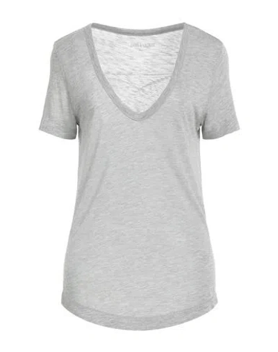 Zadig & Voltaire Woman T-shirt Light Grey Size L Viscose, Linen, Polyester