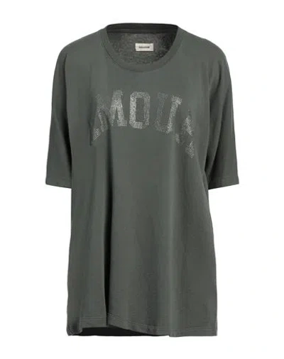 Zadig & Voltaire Woman T-shirt Military Green Size Xs Cotton, Mohair Wool