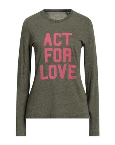 Zadig & Voltaire Woman T-shirt Military Green Size Xs Cotton, Recycled Polyester