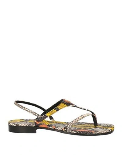 Zadig & Voltaire Woman Thong Sandal Black Size 6 Leather In Multi