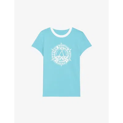 Zadig & Voltaire Zadig&voltaire Women's Aqua Walk Insignia Logo-print Organic-cotton T-shirt