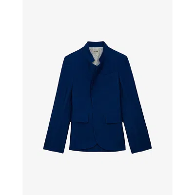 Zadig & Voltaire Zadig&voltaire Women's Deep Sea Very Mock-neck Straight-cut Woven Blazer